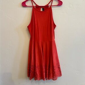 Derek Heart Red Mini Dress with Cutout Hem